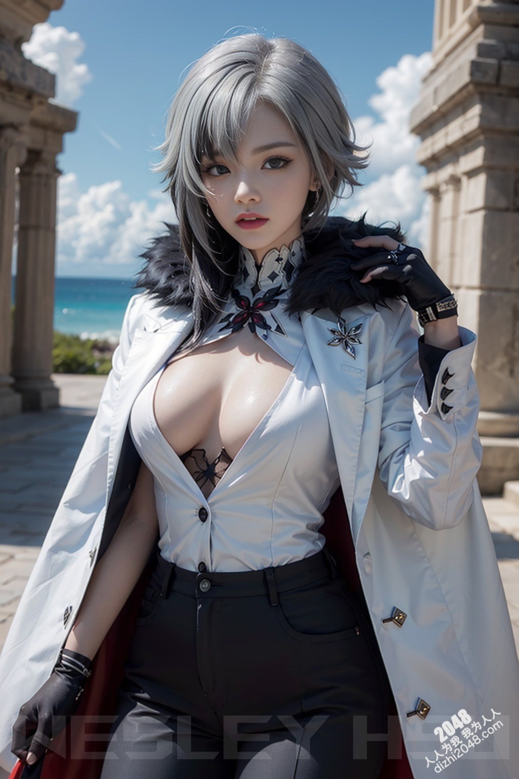 原神阿蕾奇诺蒙德城外写真：烈日下的魅惑女王，性感皮衣下的曼妙身姿(33)