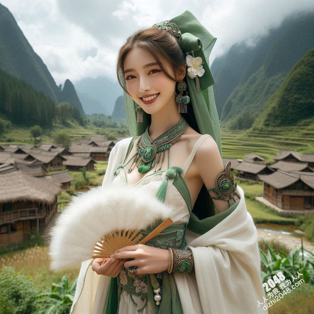 山间仙子：翠绿汉服少女的魅惑写真