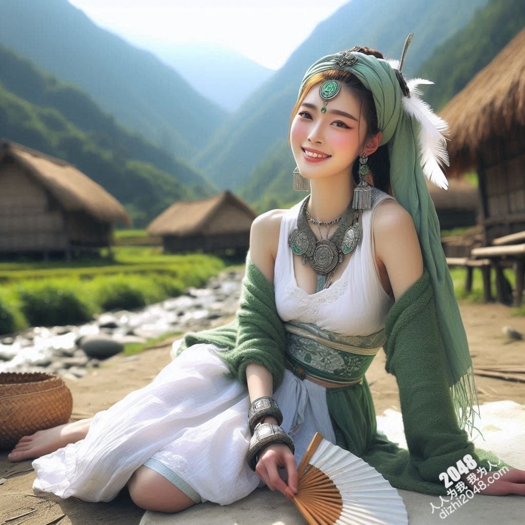 山间仙子：翠绿汉服少女的魅惑写真(7)