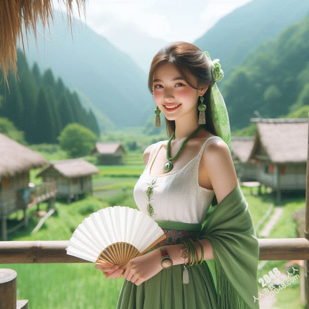 山间仙子：翠绿汉服少女的魅惑写真(8)