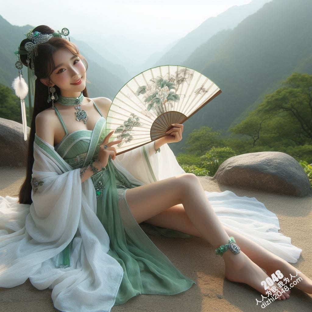 山间仙子：翠绿汉服少女的魅惑写真(13)