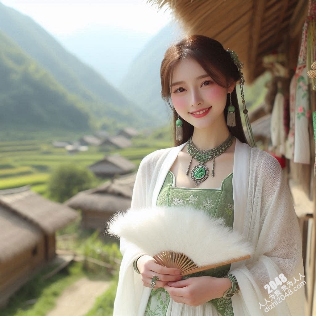 山间仙子：翠绿汉服少女的魅惑写真(17)