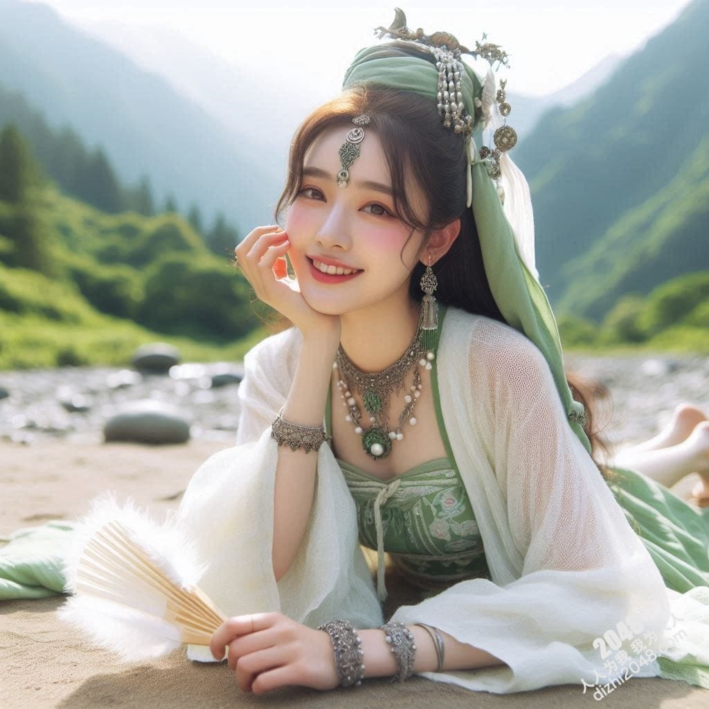 山间仙子：翠绿汉服少女的魅惑写真(22)