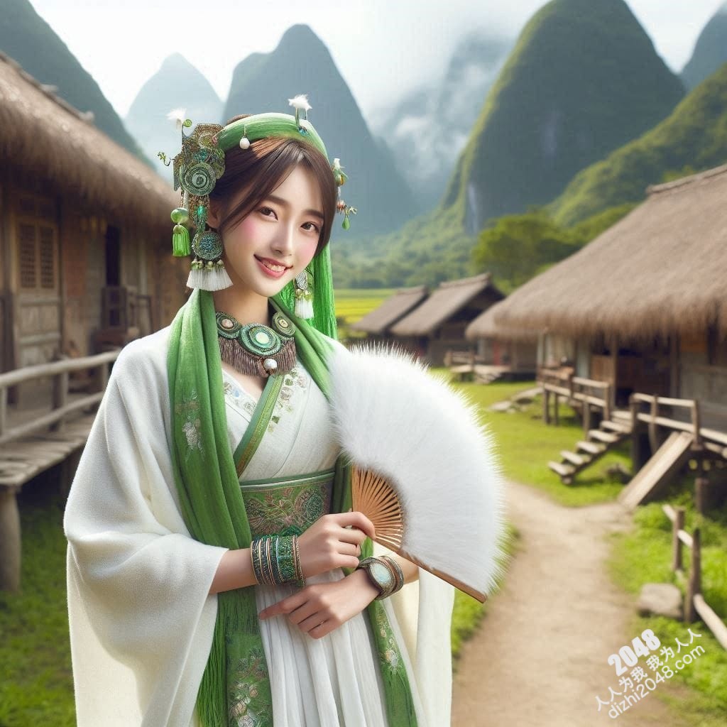 山间仙子：翠绿汉服少女的魅惑写真(23)