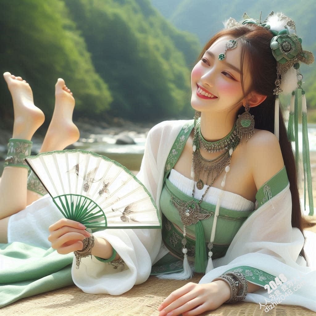 山间仙子：翠绿汉服少女的魅惑写真(24)
