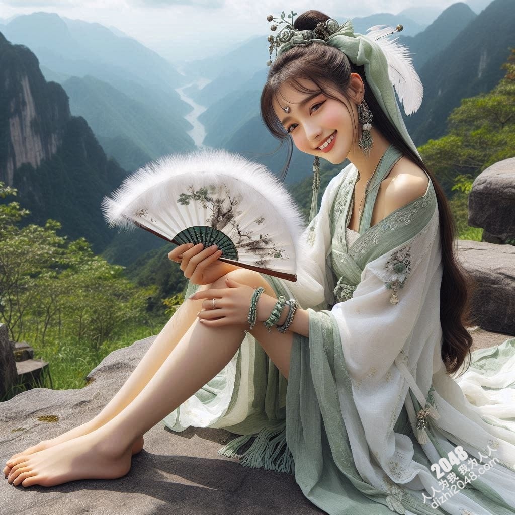 山间仙子：翠绿汉服少女的魅惑写真(25)