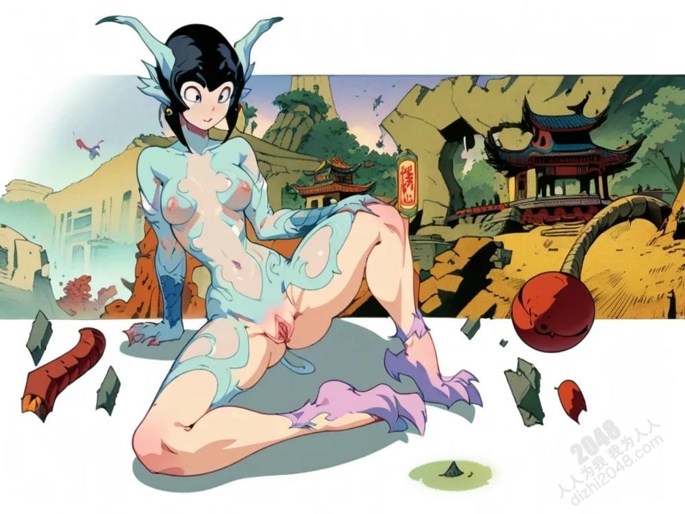 人像系列：废墟妖姬的魅惑诱惑—33号作品，东方奇幻风，性感妖女，古建筑背景，人体艺术，禁忌之美