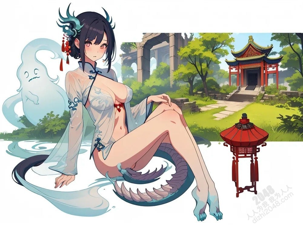 人像系列：废墟妖姬的魅惑诱惑—33号作品，东方奇幻风，性感妖女，古建筑背景，人体艺术，禁忌之美(9)