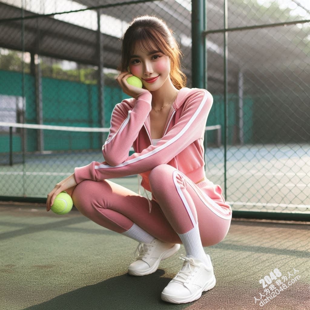 网球宝贝的诱惑：粉衣少女的火辣曲线