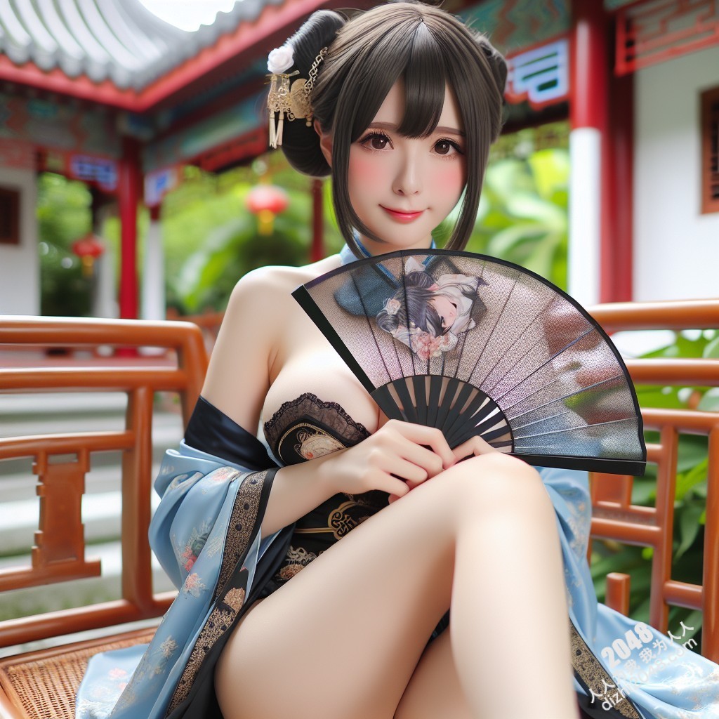 轻纱薄衣，酥胸半露，古典美人庭院私会，极致诱惑！
