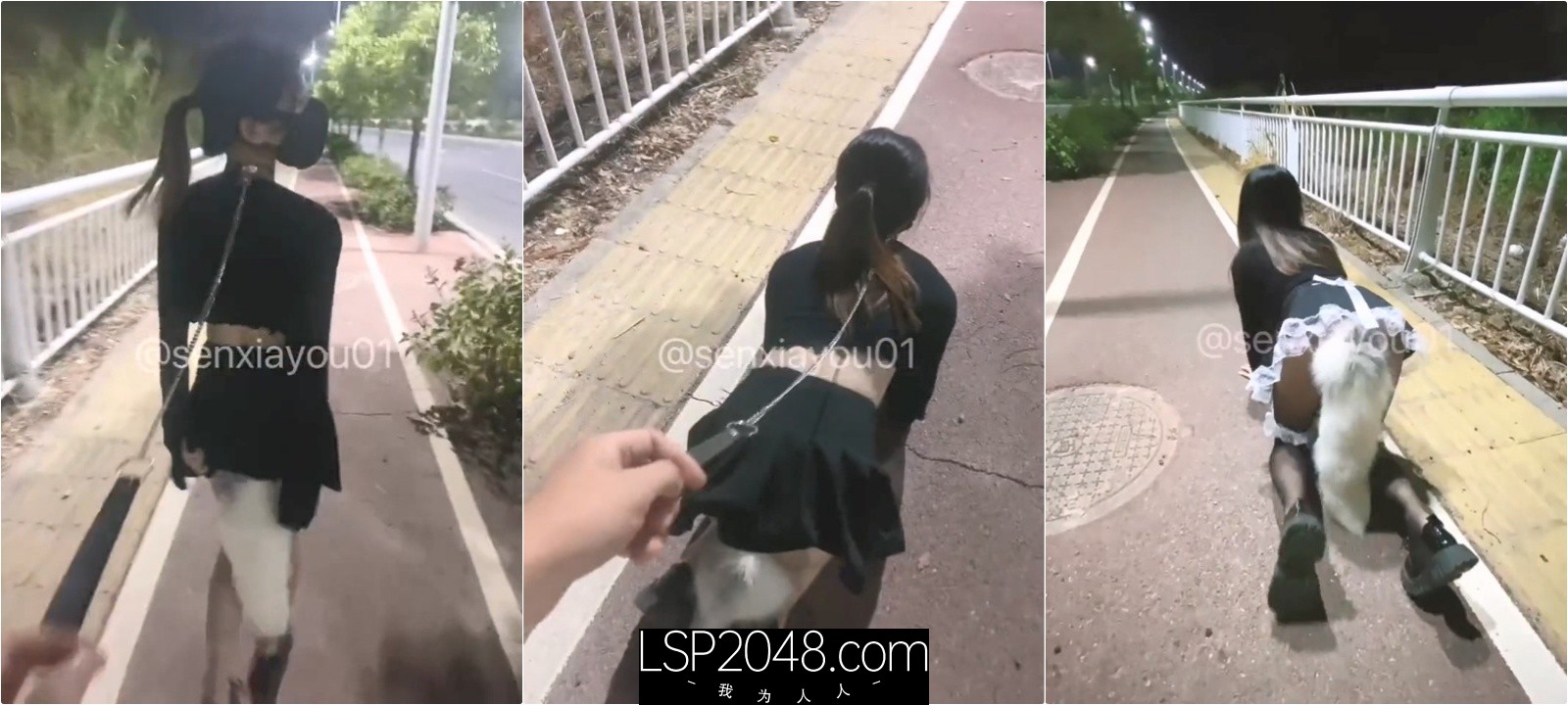 戴上项圈狗链 菊花插入小狗尾巴 被主人爸爸带到户外露出爬行 真的好羞耻 即紧张又刺激✅调教性感反差御姐尤物
